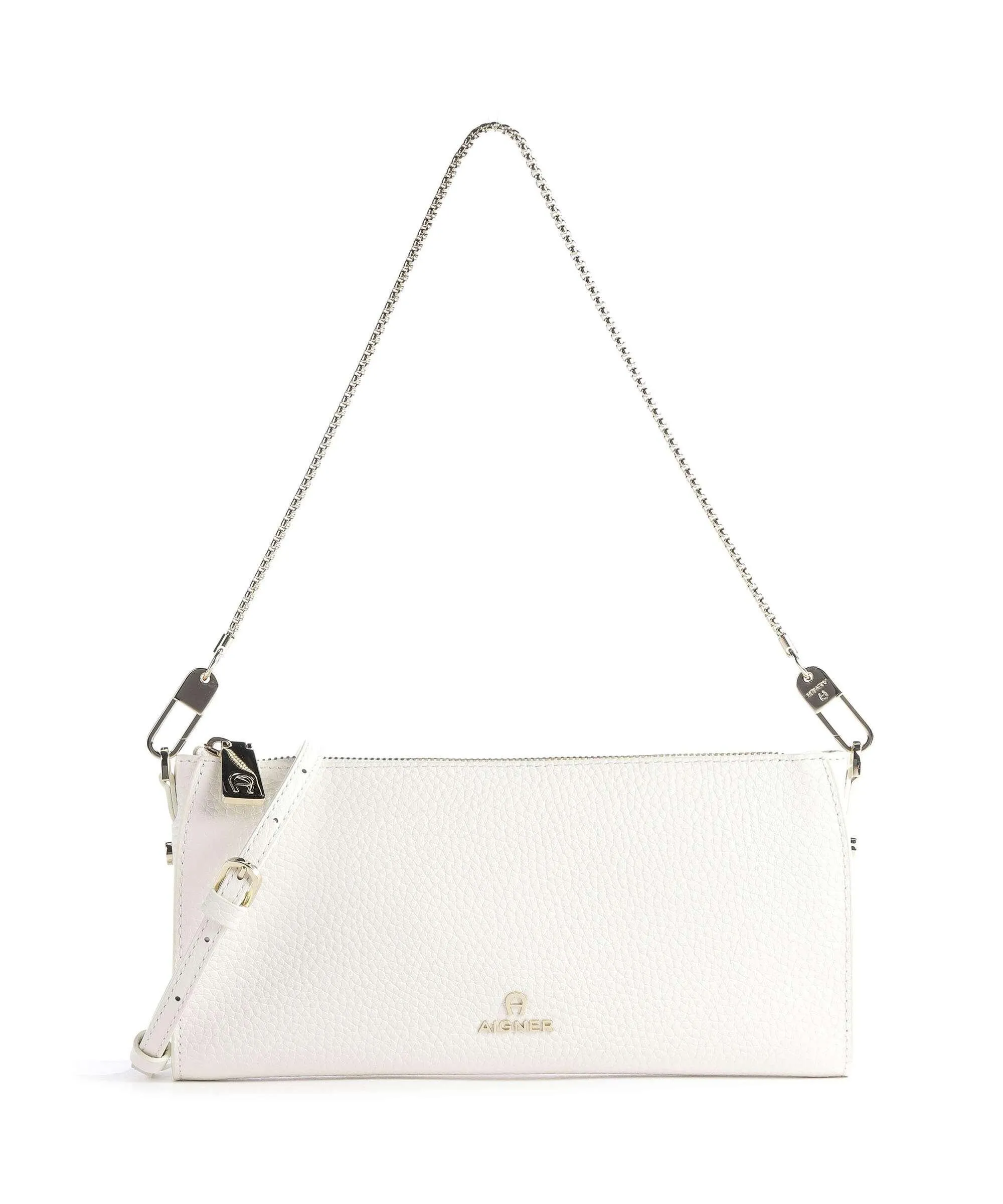  Aigner Ivy S Borsa a spalla pelle di vacchetta grana bianco  