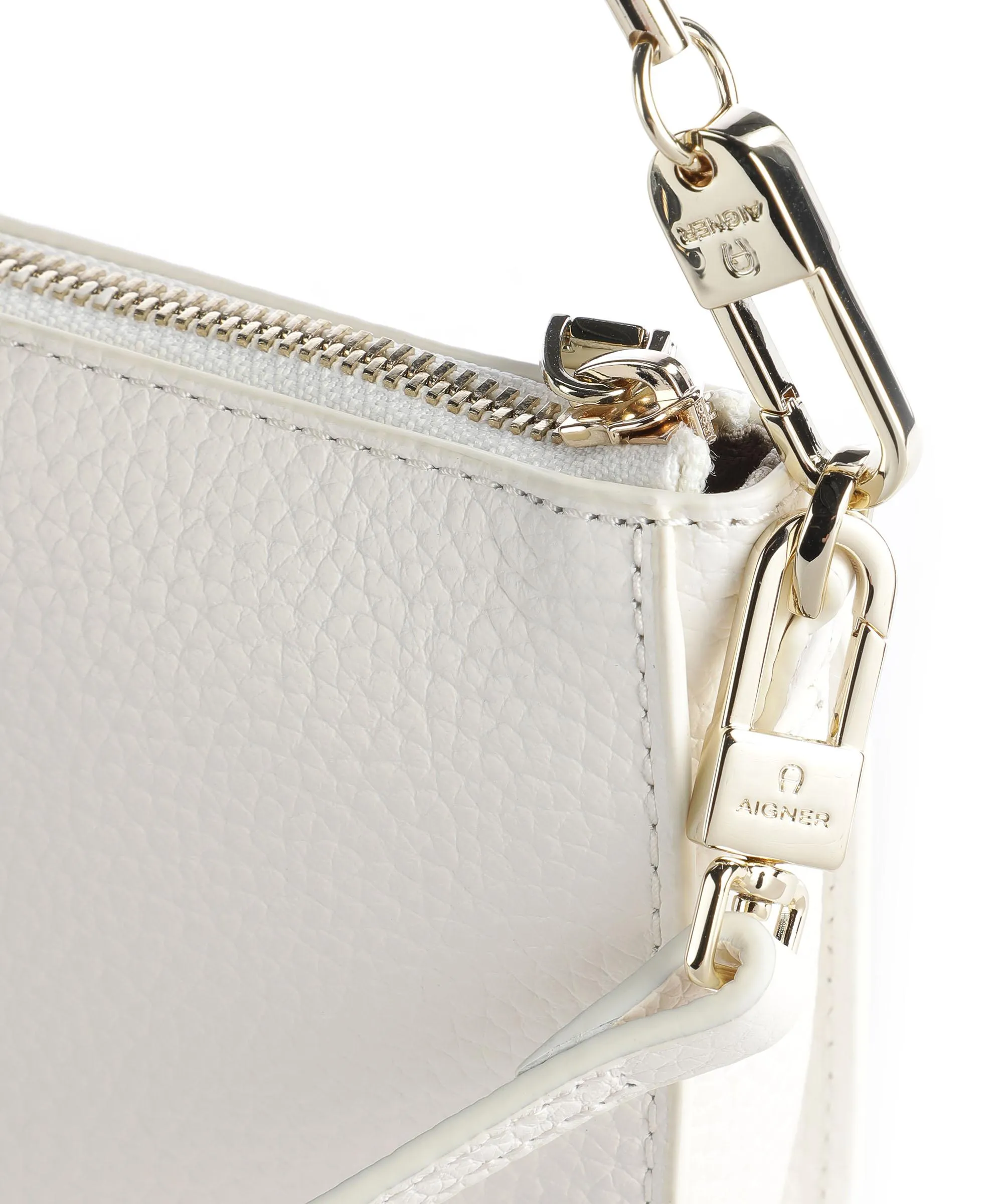  Aigner Ivy S Borsa a spalla pelle di vacchetta grana bianco  